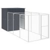 Dog House with Run Anthracite 65"x179.1"x71.3" Galvanized Steel