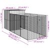 Dog House with Run Anthracite 65"x179.1"x71.3" Galvanized Steel