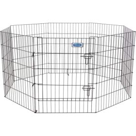 Petmate Exercise Pen Single Door with Snap Hook Design and Ground Stakes for Dogs Black (Option: 30" tall)