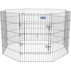 Petmate Exercise Pen Single Door with Snap Hook Design and Ground Stakes for Dogs Black (Option: 36" tall)