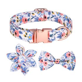 1pc Adjustable Soft Dog Collar With Print Flower Multicolor Cute Patterns (Color: Dodge Blue, size: L)