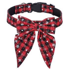 Pet Collar Bow Tie Christmas Dog (Option: Red And Black Snowflake-L)